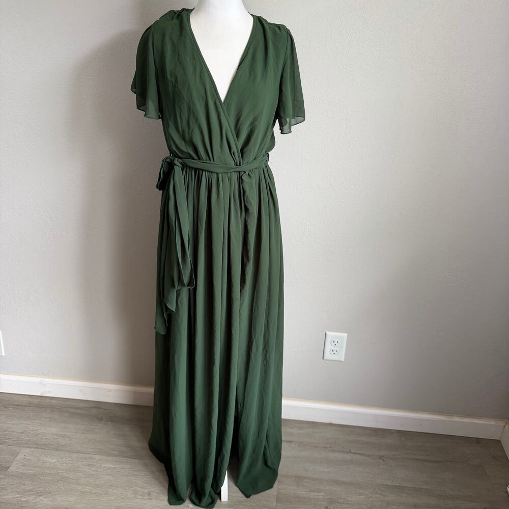Baltic Born Green Kristina Maxi Dress Womens L Coquette Formal Wedding Guest